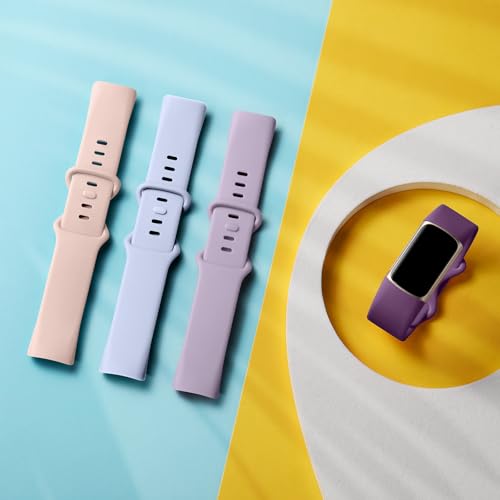 CeMiKa 4Pack Strap Compatible with Fitbit Charge 5 Strap, Soft Silicone Sport Bands for Charge 5 Strap, Breathable Waterproof Adjustable Wristband for Fitbit Charge 5/Charge 6 Straps, Small Large - Image 2