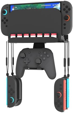 （09:00時点） Switch2対応 壁掛け収納スタンド 金属製ブラケット switch 2 スタンド ゲームカード7枚収納＆コントローラー4台対応 本体/ストラップ/Joy-Con2全収納 スッキリ整理 耐震設計 switch2 収納(ブラック)