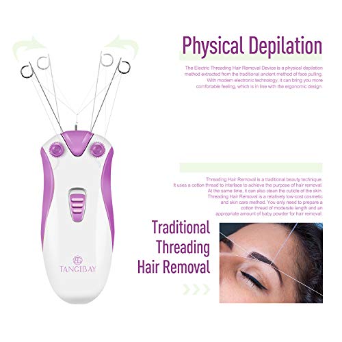 TANGIBAY Facial Threading Hair Removal and Cotton Thread Face Epilator for Women and Ladies, Electric Cordless and Rechargeable (Rose Purple) - Thumbnail 2