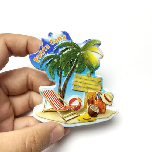 Imán decorativo 3D de resina pintada a mano Punta Cana miniatura 1