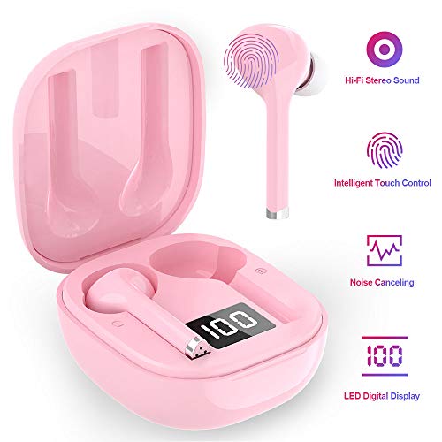 Bluetooth 5.0 Wireless Earbuds with Charging Case,Touch Control Headset HiFi Stereo Sound Mini