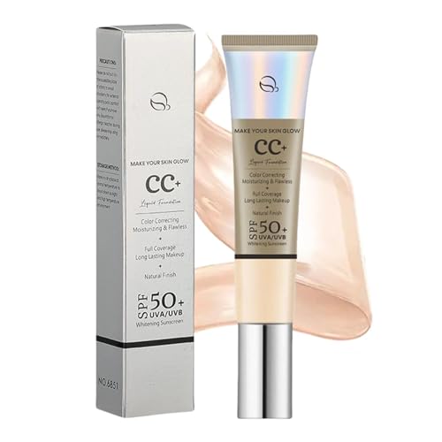 CC Cream with SPF 50+ | Full Coverage Foundation |Color Correcting & Brightening Face Cream | Skin Tone Adjusting for a Natural Glow
