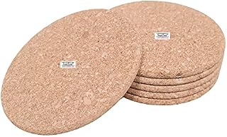 SaatSaa 6 x Cork Coaster Trivet - Heat Resistant Pads - Kitchen Worktop Protector - Hot Pads Trivet - Surface Protector - Round Shape 18cm