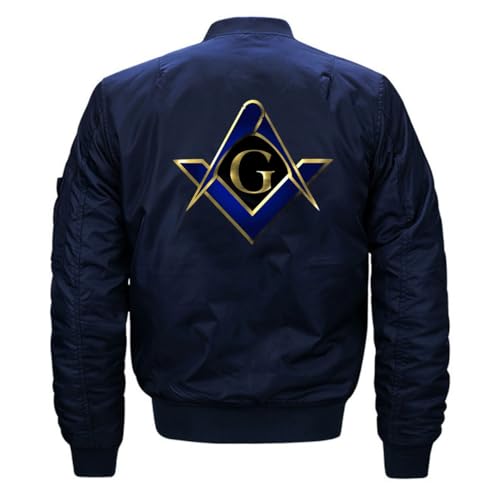 Freemasonry Masonic Fall Winter Full Zip Windproof Warm Bomber Flight Jacket Coats with Pockets for Men3