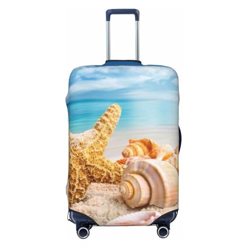 Beach Starfish Shell Luggage Cover Protector Anti-Scratch Washable Fits 18-32 Inch Luggage-Small