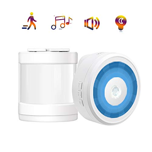 Sensor de Movimiento con Alarma, YIROKA Detección de Timbre de Puerta, Alarma de Seguridad para el Hogar con Receptor - 58 Melodías con 4 Niveles de Volumen con Luz de Noche LED