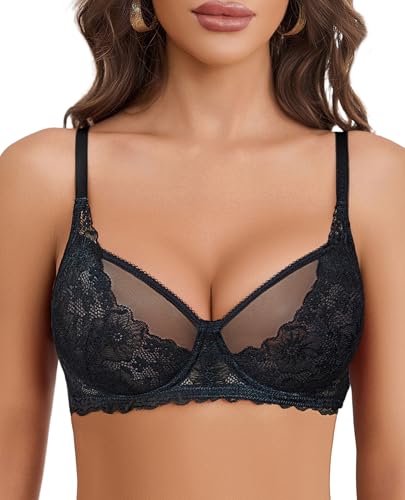 Avidlove Women Lace Bra Underwire Sexy Bralettes Unlined Mesh Full Coverage Lingerie Everyday Bras