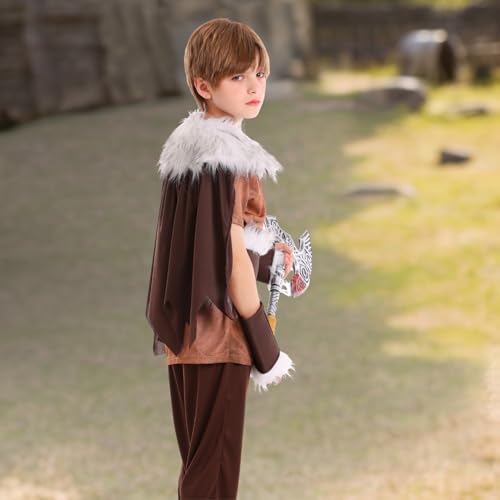 Disfraz vikingo para niños 13-14 años marrón miniatura 4