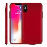 iPhone X Battery Case, MAXBEAR 5200mAh Ultra Slim Portable Extended Backup Battery Charger Case Charging Case Battery Pack iPhone X, iPhone 10(5.8inch)-Red