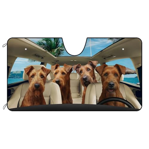 Parasol de Coche Tipo Paraguas Reflectante Luna Delantera Perro Terrier SUV