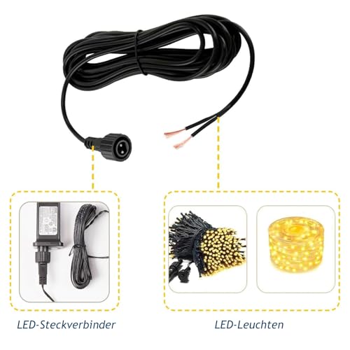 Leloco 2 Stück IP44 Wasserdichtes Solar Kabel 3.0m - Verlängerungskabel für Solarpanel, Gartenbeleuchtung, Lichterketten & PV Anlagen