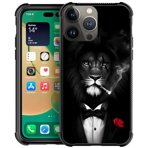 Coque iPhone 14 Pro Max lion gangster idéale pour le quotidien dynamique des jeunes
