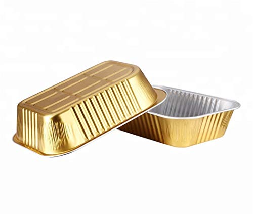 KEISEN 22oz 620ml Disposable Aluminum Foil Cups for Muffin Pie Tart Quiche Round Bread Loaf Pan Oven Cupcake Baking Bake Utility Ramekin Cup (Gold 50/PK With lids)