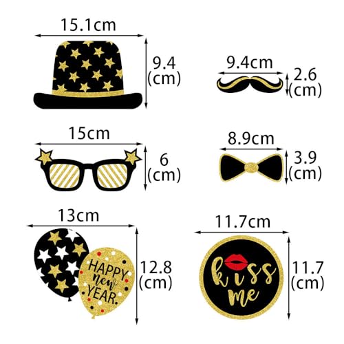 New Year’s Photo Booth Props 2026 – Pack of 35, Nye | Eve Party Supplies Happy Year Decorations - Image 6