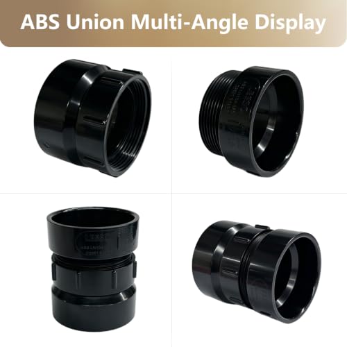 Image of Lesso 2''ABS Union 2-Inch X 2-Inch Hub Union,Black 2 Inch