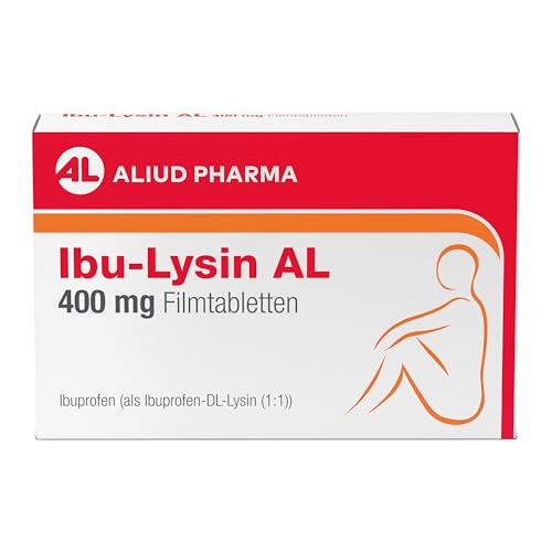 ALIUD PHARMA Ibu-Lysin AL 400 mg Filmtabletten, 20 Stück: Zur Linderung von Schmerzen und Fieber, Wirkstoff: Ibuprofen mit Lysin ALIUD PHARMA Ibu-Lysin AL 400 mg Filmtabletten, 20 Stück: Zur Linderung von Schmerzen und Fieber, Wirkstoff: Ibuprofen mit Lysin