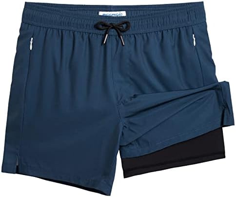 MaaMgic Maillot de bain 2 en 1 pour homme avec doublure de compression, extensible, 14 cm, à séchage rapide