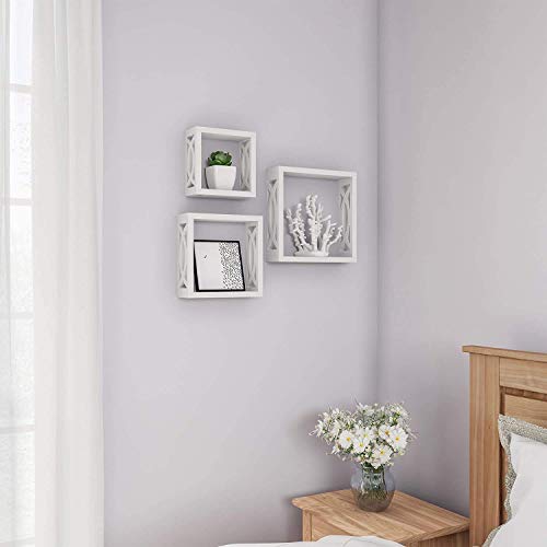 Image of Modern Design Wooden Wall Shelves White /Wall Bracket /Wall Shelf for Home Decor Home Living Room (Standard, White)