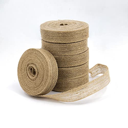 Time to Sparkle 2CM*60M Jute Craft Ribbon Burlap Rustic Hessian Ribbons for Crafts Gift Wrapping Hessian Fabric Burlap Ribbon 1 Set (6Rolls 2cm*10m/Roll) Brown - Image 3