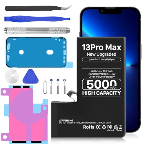 [5000mAh] Batterie pour iPhone 13pro Max (Nouvelle Version 2024), Batterie de Remplacement à Ultra Haute capacité BOANV à 0 Cycle avec Kits d'outils de Remplacement Professionnels