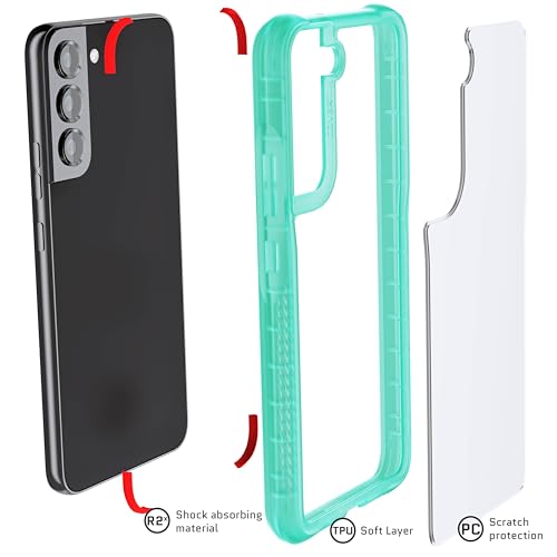 Image of Ghostek Covert Premium Samsung S22+ 5G Phone Case Clear Shockproof Protective Cover Lightweight Transparent Design Hard Tough Designed for 2022 Samsung Galaxy S22+ 5G (6.6 Inch) (Teal)