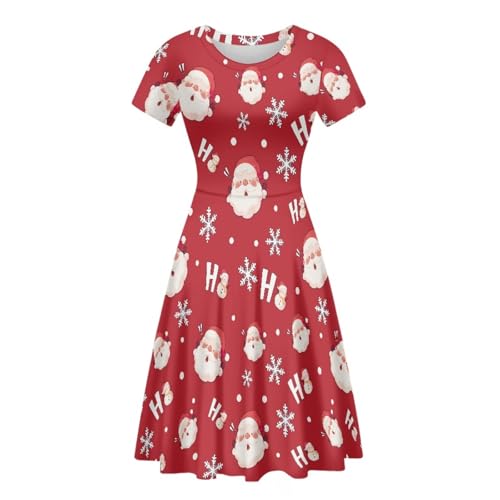 Image of Forchrinse Summer Dresses for Women Crew Neck Short Sleeve Midi Dress Casual Beach Vacation Sundress