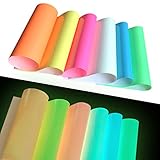 PU Heat Transfer Vinyl Glow in The Dark Iron ons for T-Shirt Noctilucent,6 Sheets A4 Size (Luminous)