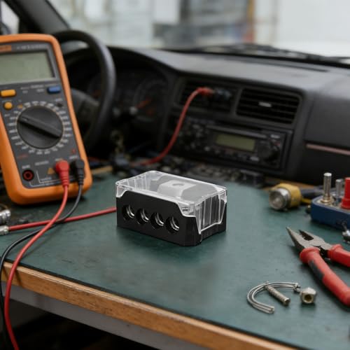 Bloque de distribución de energía de 4 vías para conectar varios amplificadores en el coche 5