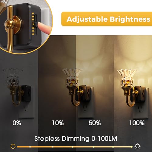 Image of L LOHAS LED Night Lights Plug into Wall, 3000K Soft White LED Floral Night Light with Auto Sensor, 0-100lm Adjustable Brightness Plug in Nightlight, for Hallway Bedroom Stairway Gift