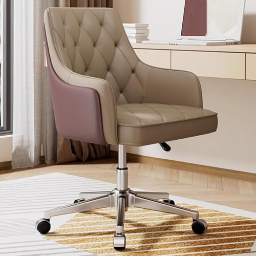 HTTGDGDH Ergonomic High Back Executive Office Chair Leather Reclining Desk Chair With Adjustable Height Lumbar Support Rolling Swivel Armrests For Meeting Room – Light Gray A,Khaki