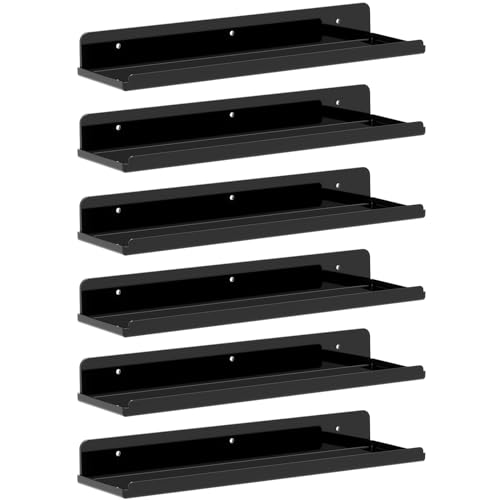 Image of Lifewit Acrylic Floating Shelves for Wall 14 inch Black, 6 Pack