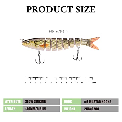 Pumowu Fishing Lures Set， Multi-Stage Bait ，Slow Sinking Bionic Bait ， Freshwater Saltwater Bass Bionic Bait Bass， Men's Fishing Gift #TOP1