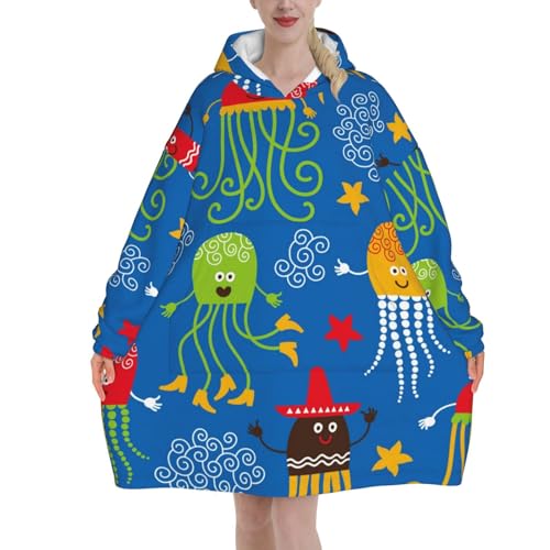 Couverture à capuche méduse pull géant adulte flanelle douce confortable
