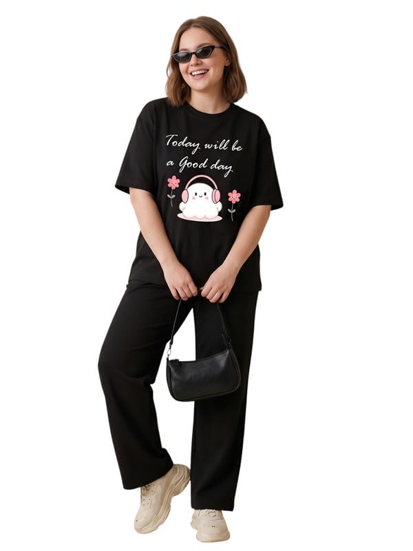 Image of My Swag Women Cotton Pajama Set Cute Cartoon Graphic Printed Night Suit for Women & Girls /Plus Size Nightsuit Set /Korean Night Suit