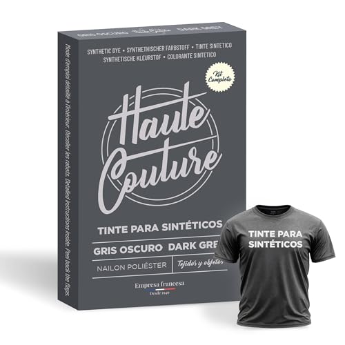 Tinte para Ropa Gris Oscuro – Haute Couture – Poliéster & Sintéticos – 14 g Colorante + Fijador – Tinte a Mano – Ropa, Tejido & Objeto 3D – Color Intenso y Duradero