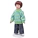 Tnfeeon Dollhouse Miniature Boy, 1:12 Scale Brown Hair Green Sweater Dollhouse Miniature Porcelain Boy for Decoration