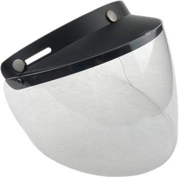 WANCAR Standard 3-Snap Button Universal Visor for Open Face Motorcycle Helmet Wind Shield Flip Up DownClear