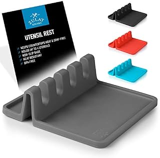 Silicone Utensil Rest with Drip Pad for Multiple Utensils, Heat-Resistant, BPA-Free Spoon Rest