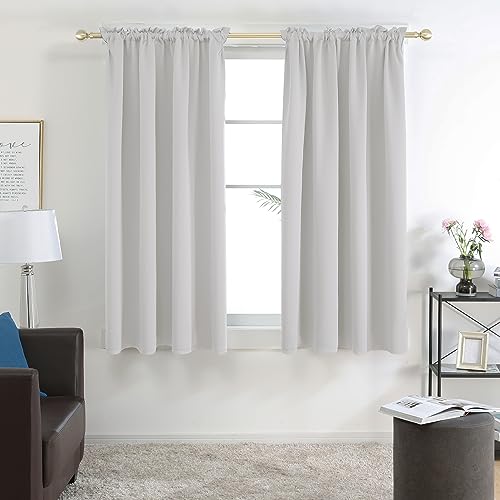 Image of Deconovo Blackout Curtains Set of 2, 5.2 Feet Long, Black Curtains for Bedroom, Thermal Insulated Window Curtains for Living Room - 52W x 63L Inch,Greyish White Eyelet