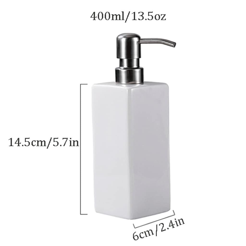 Ceramiczny dozownik do mydła w płynie 400 ml / 13,5 uncji - stylowa pompa ręczna do łazienki z uchwytem ze stali nierdzewnej Top nadaje się do dekoracji wnętrz, idealna do kuchni i prania