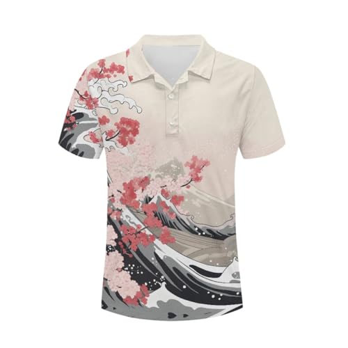 Camisa Polo para Hombre de Manga Corta ArtistMixWay con Estampado Estilo Pintura al Óleo Noche Estrellada