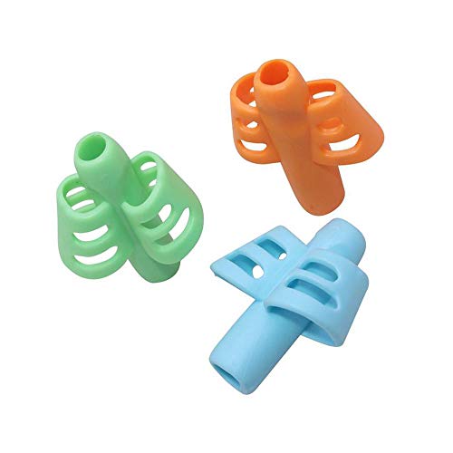 Ergonomic Pencil Grips Silicone Pencil Holder Pen Writing Aid Grip Trainer Posture Correction Tool Finger Grip for Children Kids Students Adults Preschools Handwriting 3 Pack