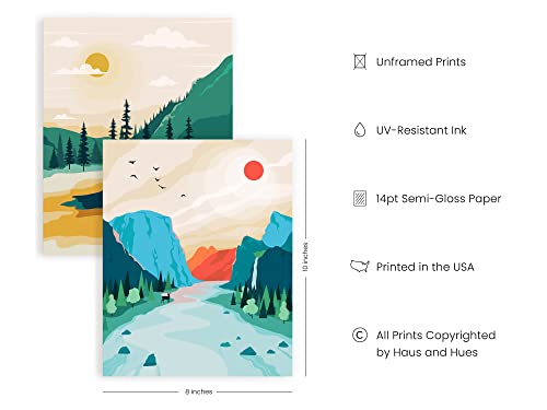 Haus And Hues National Parks Posters – Set Of 6 Landscape Pictures Wall Art, Nature Prints Mountain Painting Wall Art, Abstract Nature Wall Art, Scandinavian Wall Art, Mountains Painting Wall Art (8X10, Unframed) #TOP1