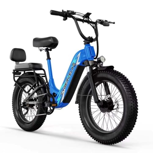 Cybervelo 1500W Motor Peak Electric Bike for Adults and Teenagers, 48V 20AH Removable Battery Step Thru EBike, 30+MPH, 80 Miles Max Range, 20" Fat Tire Adult Electric Bicycles for 7 Speed
