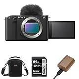 Sony ZV-E1 Full-Frame Interchangeable Lens Mirrorless Vlog Camera, Black - Bundle with Alpine 120 Shoulder Bag, 64GB UHS-II SDXC Memory Card, Extra Battery
