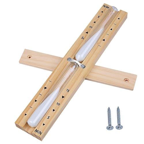 Sauna Sanduhr, 15 Minuten Holz Saunauhr, Weißer Sauna Uhr mit Rotierender Sanduhr, Saunazubehör Zeitmessgerä Hitzebeständig Wandmontage