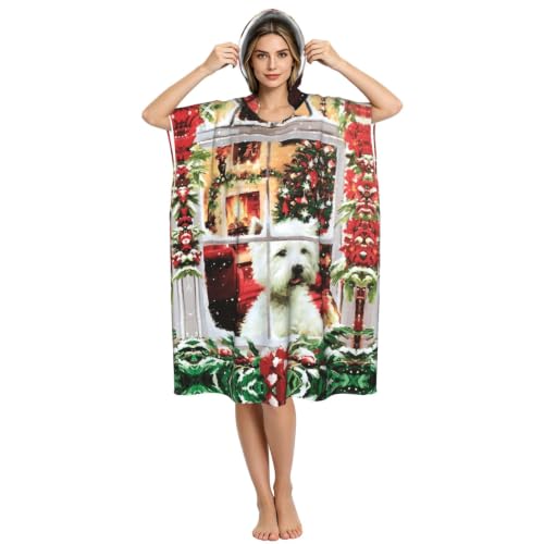 Poncho à capuche imprimé pour adulte, idée cadeau Noël - 4