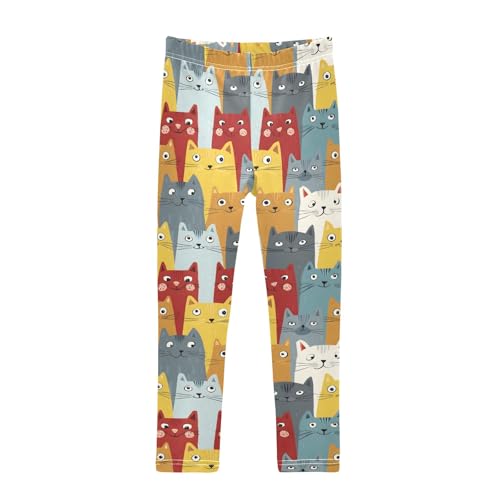 Girls' Athletic Leggings Ankle Length Yoga Dance Pants Kids Teen 4T Beautiful Cat Pattern