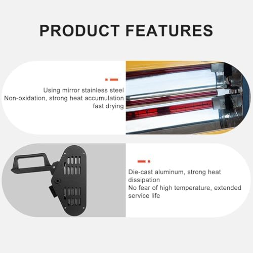 1050W Short Wave Infrared Paint Curing Lamp for Car Body Repair - Adjustable Foldable Bracket, Efficient Paint Drying Heater, 220V, Perfect for Auto Painting and Restoration