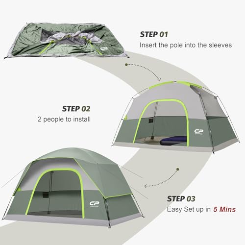 Image of CAMPROS CP Tents for Camping 2 /4 /6 Person, Waterproof Windproof Dome Tent